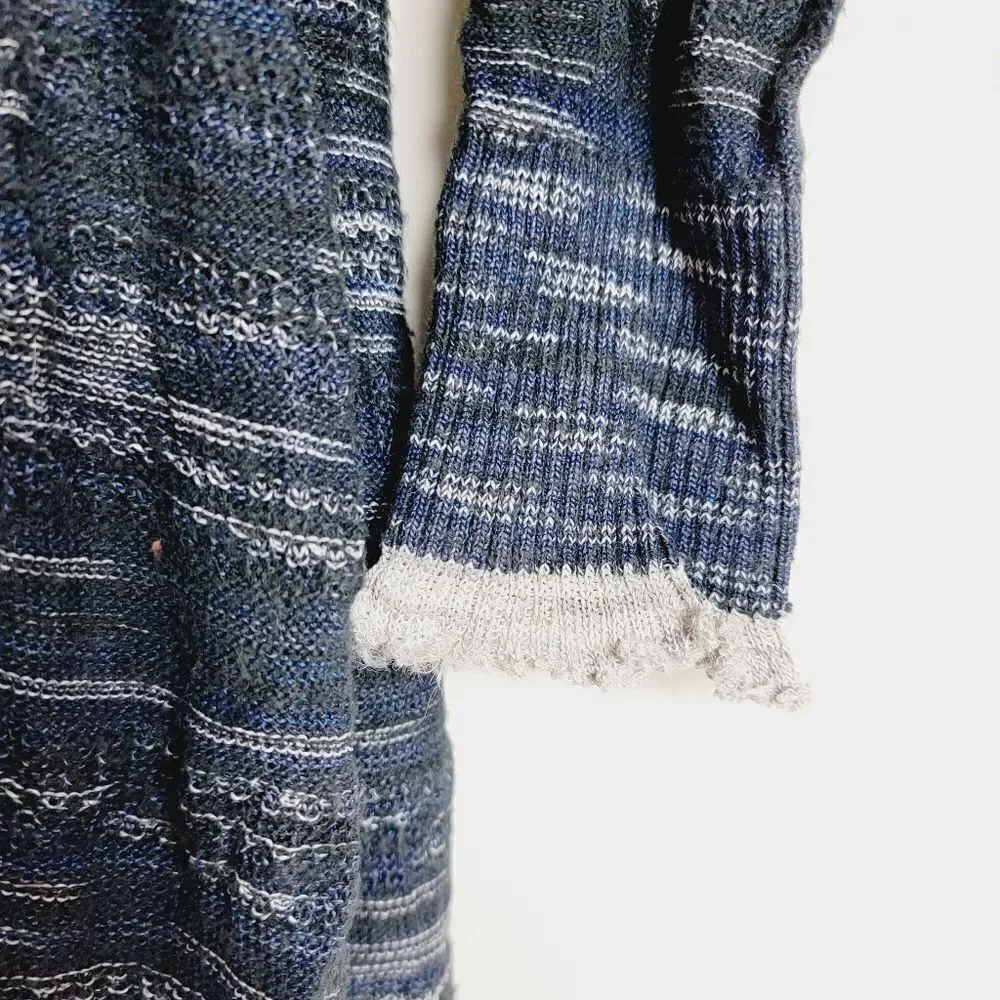 Free People Rain or Shine anavy Blue White Space Dye Sweater Dress Size Small